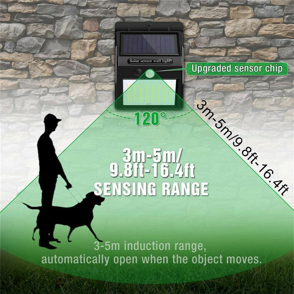 100 Led Solar Power Wall Light Pir Motion Sensor Security Outdoor Garden Wall Lamp