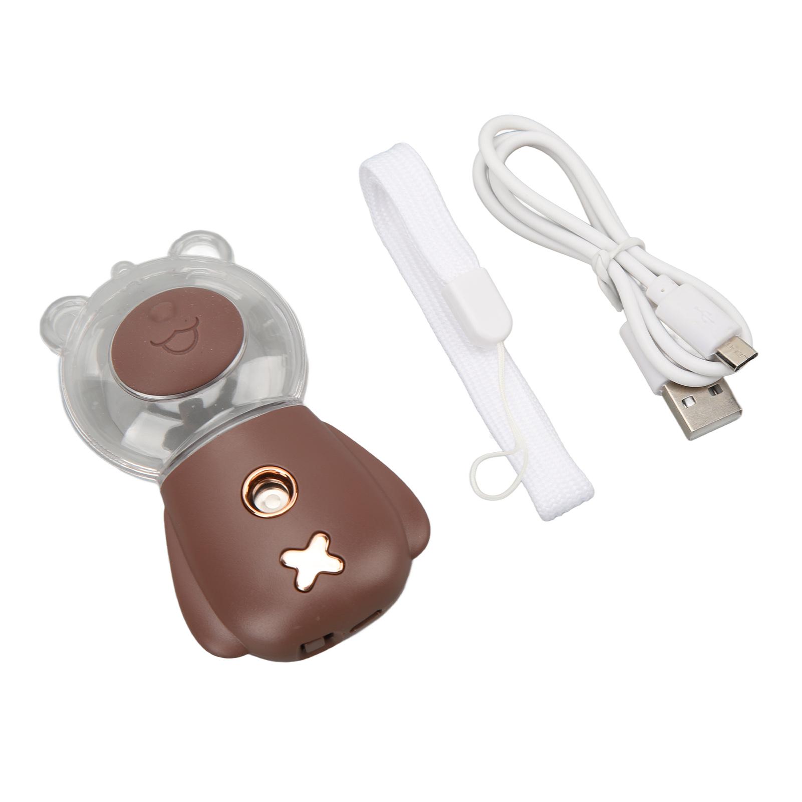 

Nano Mist Sprayer Cute Bear Shape 300ML USB Humidifier Skin Moisturizing Facial Mister with Timing Brown коричневий