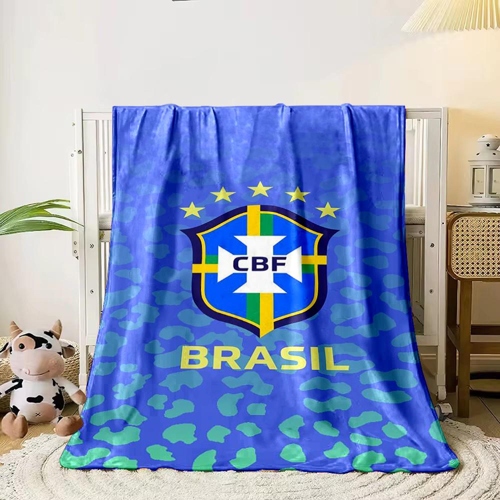 Brazil Themed Blue Designed Flannel Blanket for Bedroom, Living Room, Sofa, and Nap