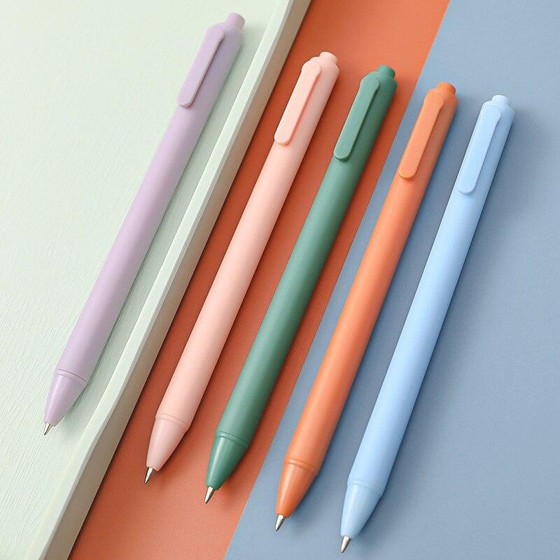 5pcs 0.5mm Macaroon Coloured Black Student Exam Tip Coloured Neutral Pen Office Stationery for Student New