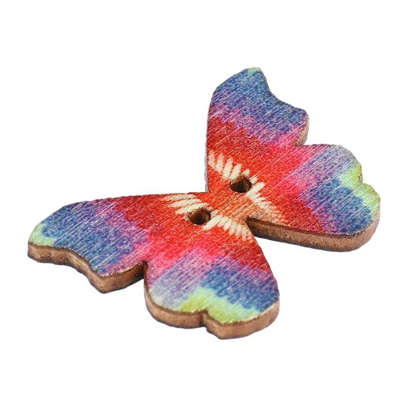 A84E-150Pcs 2 Holes Mixed Butterfly Wooden Button Sewing Scrapbooking DIY Craft