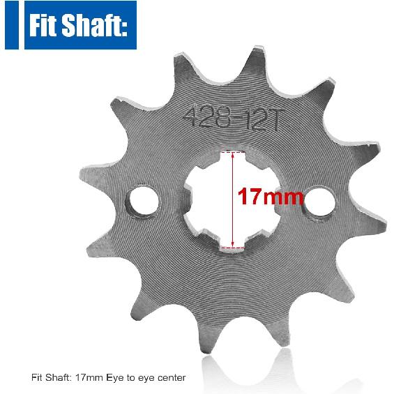 428 Chain Sprocket 12T 17mm Front Engine Sprocket Compatible with 50cc 70cc 110cc 125cc 140cc 160cc ATV Dirt Bike Quad TaoTao Roketa Sunl (12T, 17mm)
