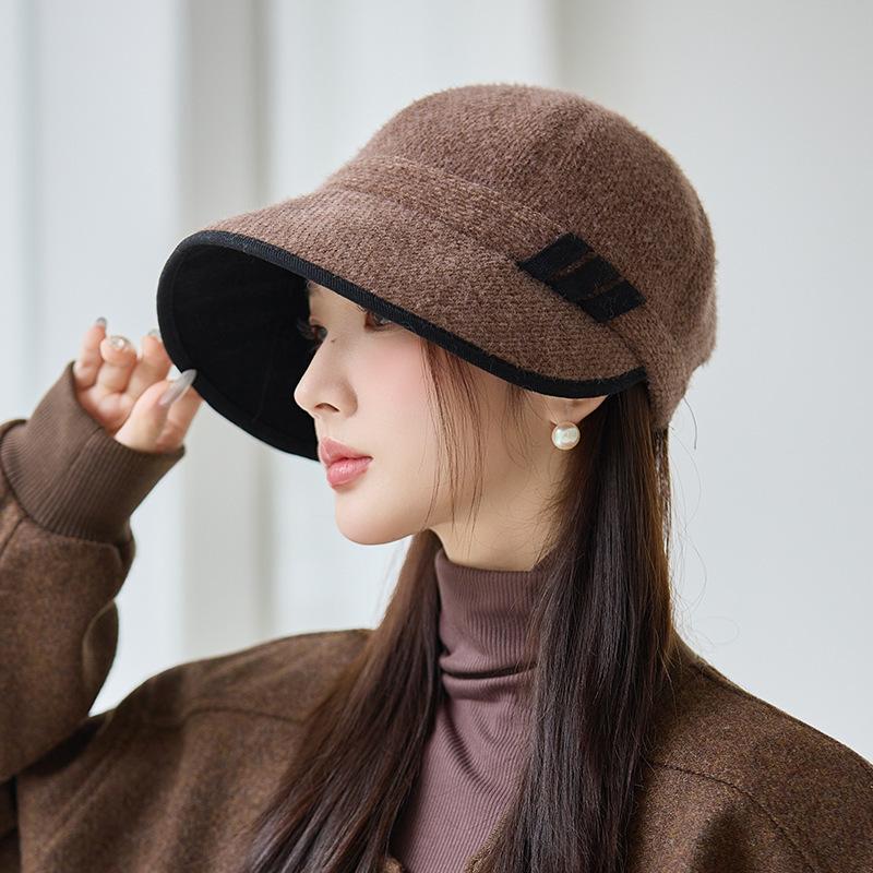 British Style Retro Autumn and Winter Hat for Women's Fashion and Versatile Duck Tongue Fisherman Hat Korean Style High End Temperament Basin Hat