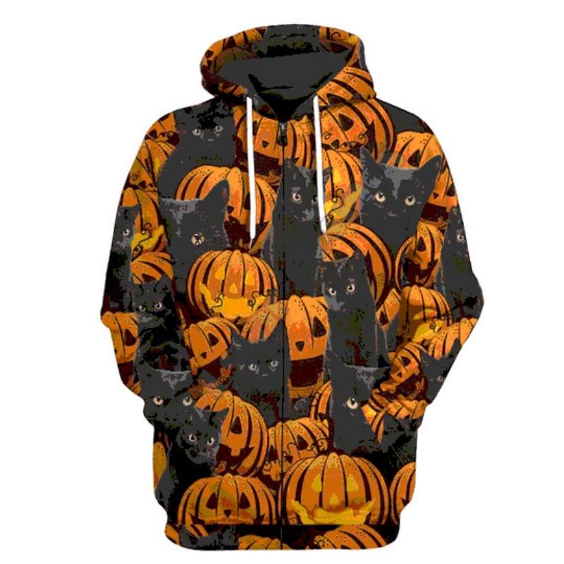 Spring Men's Cardigan Top Loose Comfortable Long-sleeved Hooded Jacket Fashionable 3D Digital Abstract Printed Sweatshirt