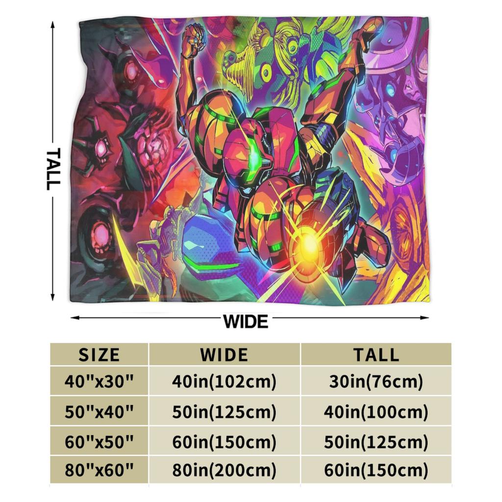 Metroids Hero Game Blankets Flannel Vintage Breathable Throw Blanket for Bed Sofa Winter