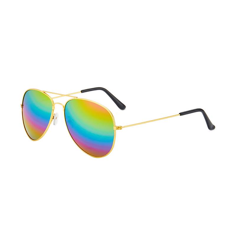 Unisex Aviator Frog Mirror Sunglasses - Multicolor Metal Frame