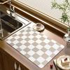 Plaid Coffee Machine Mat Absorbent Diatom Mud Drying Pad Easy-care Dining Table Mat Non-Slip Kitchen Bar Accessory