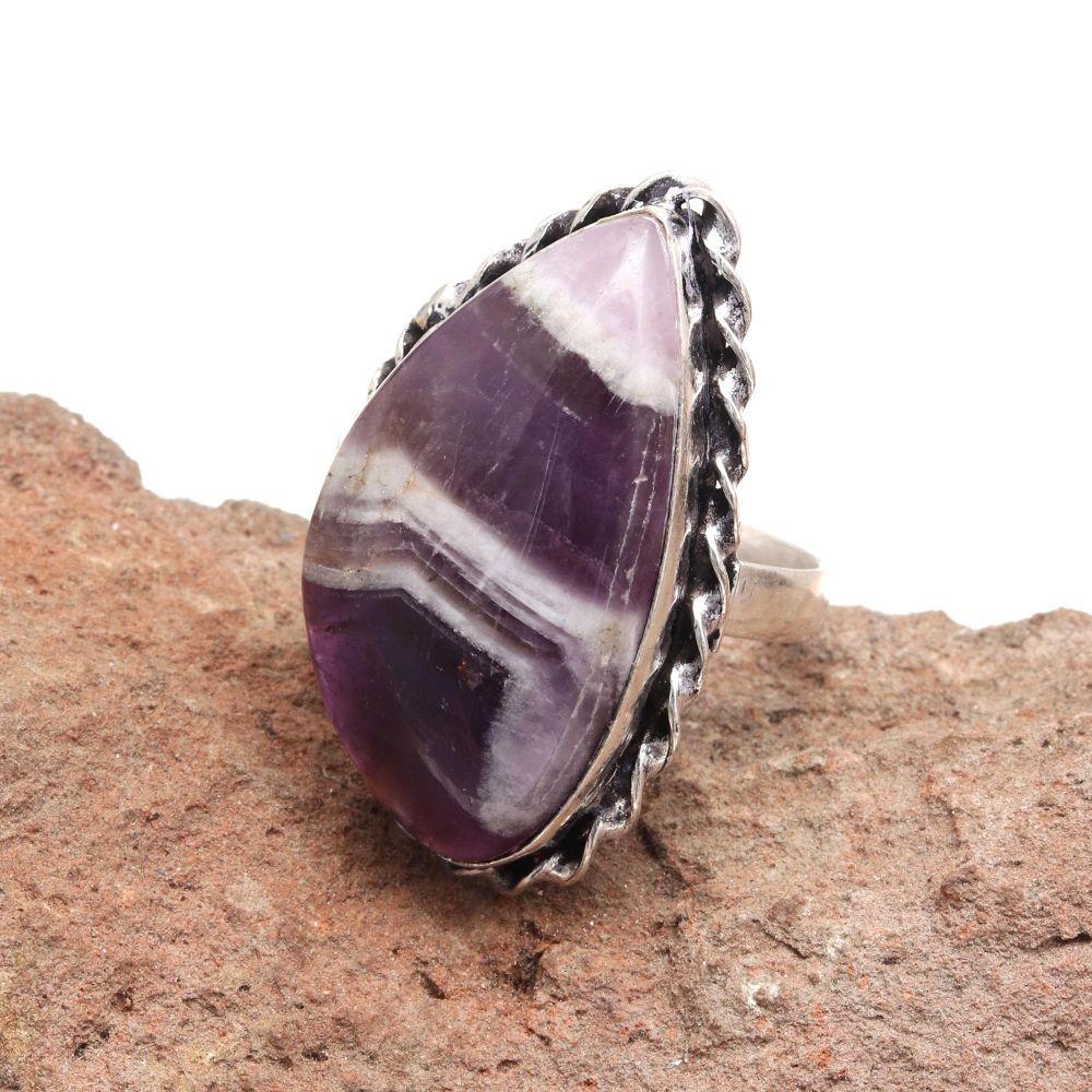 

Amethyst Lace Agate Gemstone Handmade Unisex 925 Silver Jewelry Ring 9