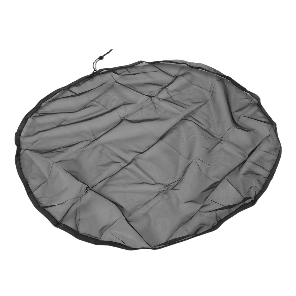 Rain Bucket Mesh Cover Black 37.4in Diameter Polyester Fiber Water Collection Bucket Cover with Drawstring for Leaves