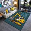 Excavator Cartoon Illustration suitable as a non-slip mat for the living room or bedroom sofa