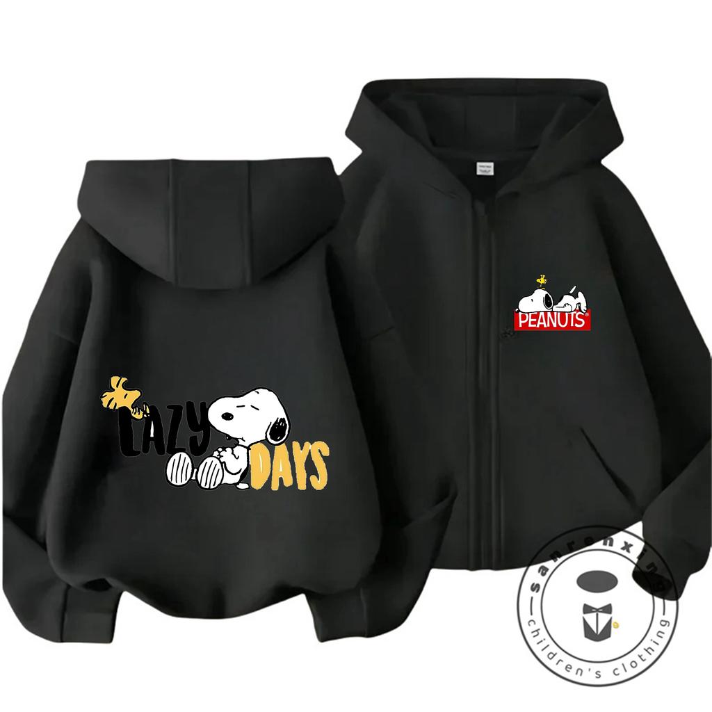 Trendy Hot Cartoon Zipper Hoodie Cute Casual Winter Hooded Kids Apparel Snoopy Children 3 14