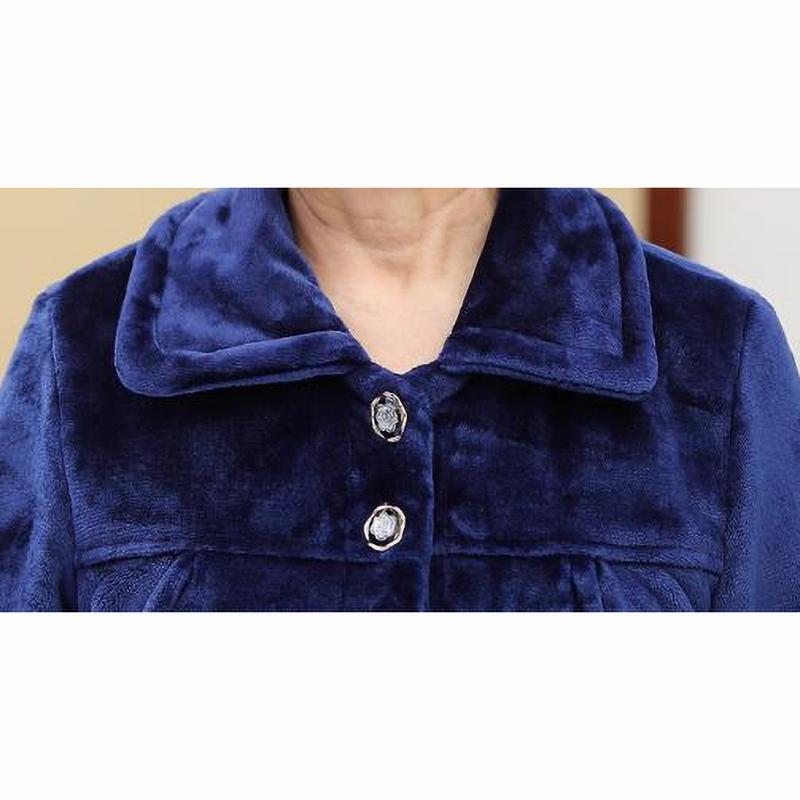 Grandma Pajamas Loose Autumn Winter Warm Long Sleeve Trousers Home Service Suit Solid Casual Suit