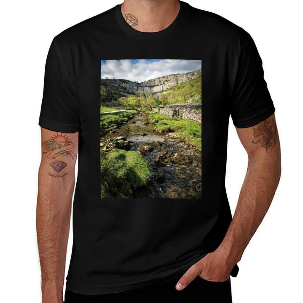 Malham Cove Stream Tshirt T Shirt Unisex Casual Cotton T Shirt Unisex Tshirt