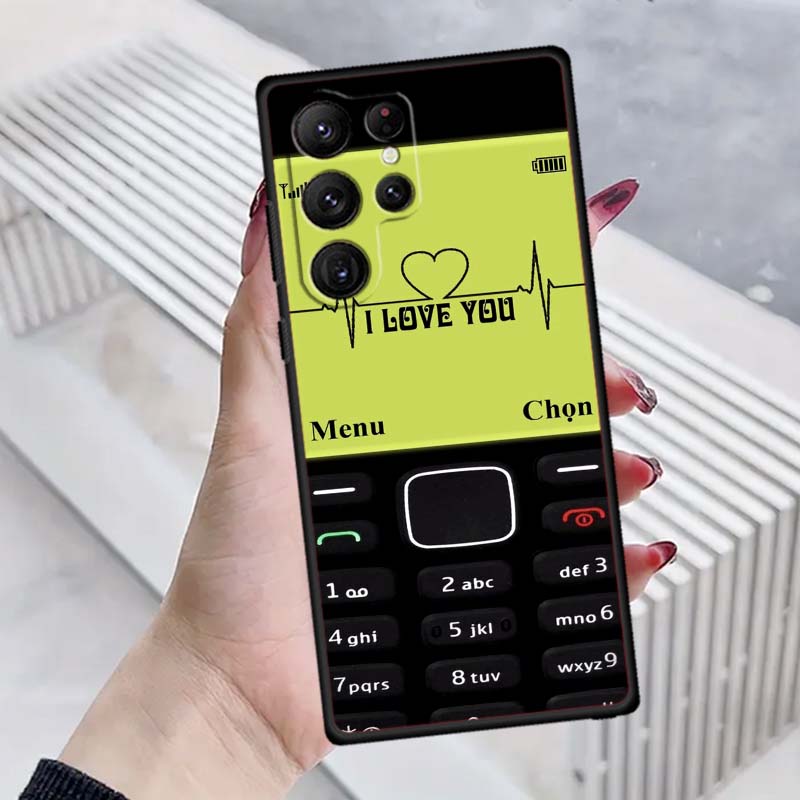 Luxury Vintage Phone Pattern Phone Case For Samsung Galaxy S26 S25 S24 S23 S22 S21 S20 Ultra Plus FE 5G Black Soft TPU
