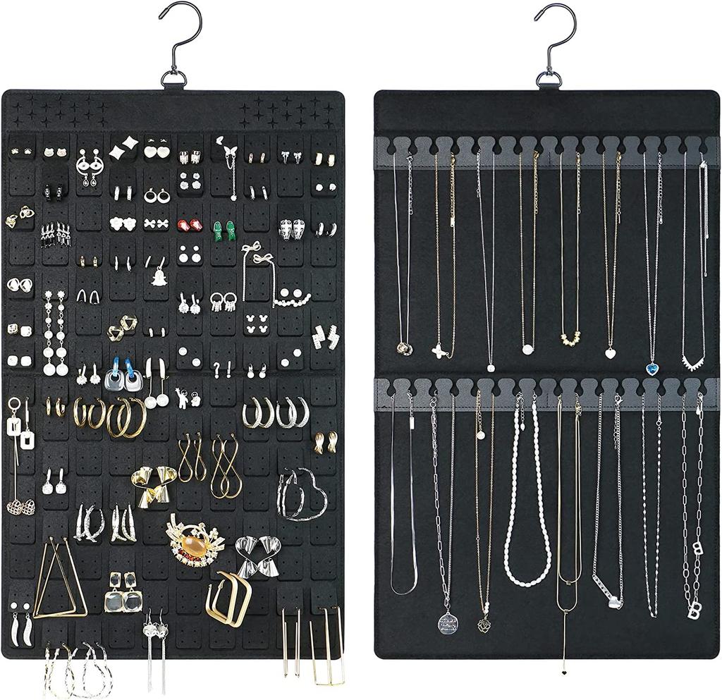 Schmuckhalter Organizer, Hängender Schmuck Organizer Beidseitiger Ohrring Organizer Display für 300 Paar Ohrringe und Halsketten