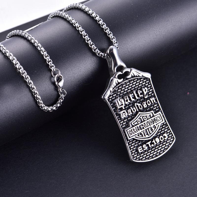 Vintage Motorcycle Pendant Square Men's Necklace