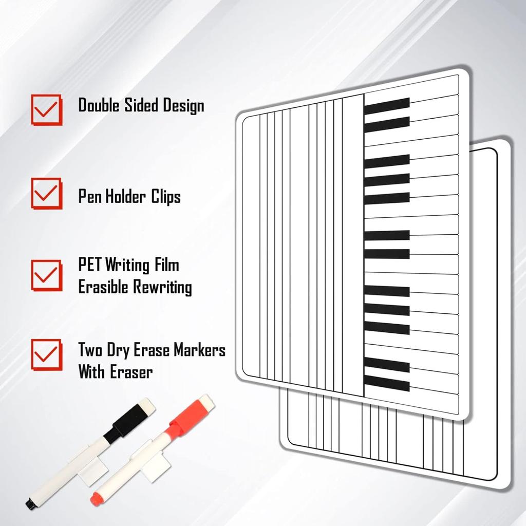 9"X12" Lapboard Double Sided Musical Notes whiteboard for Kids Students, Dry Erase Music Staff White Boards, Musicians and Home with Two Markers