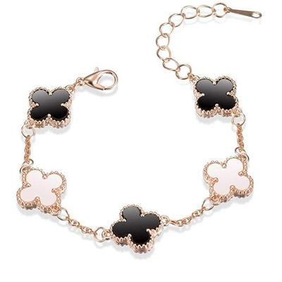 Latest Stylish Crystal Clover Rose Gold Bracelet for Women and Girls Aesthetic Jewellery Gift for Girlfriend Wife
