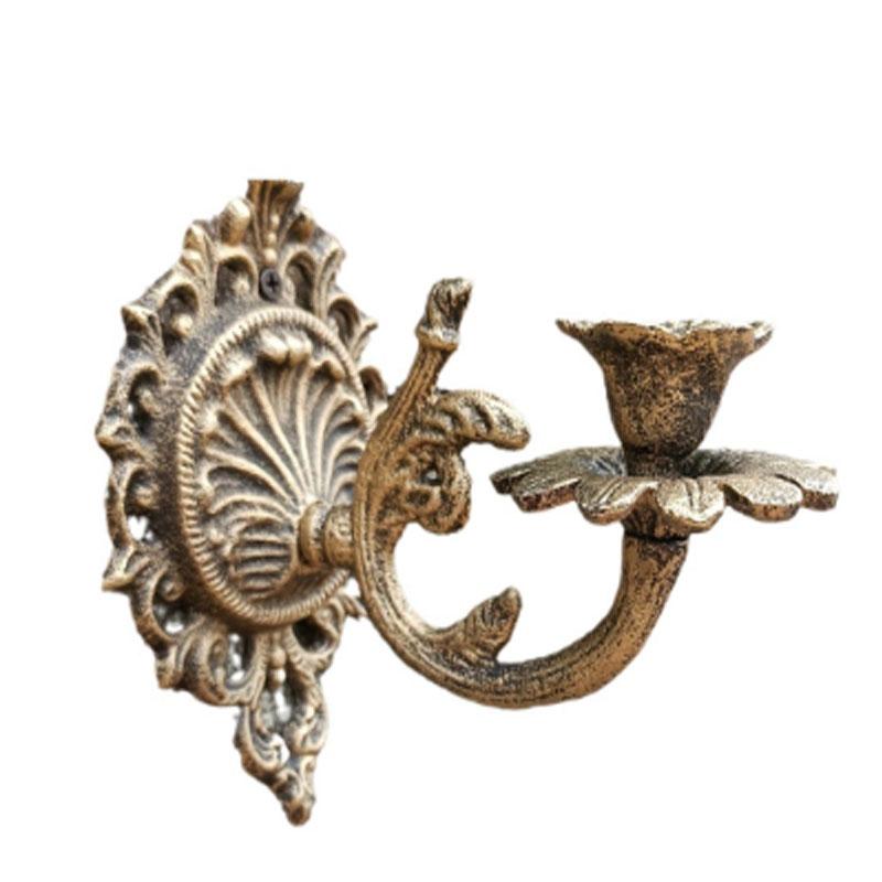 European Aristocrat Wall-mounted Cast Iron Candle Holder Bronze Old Gardening Grocery Decoration Hanging Ornaments Candle Holder 17.5cm