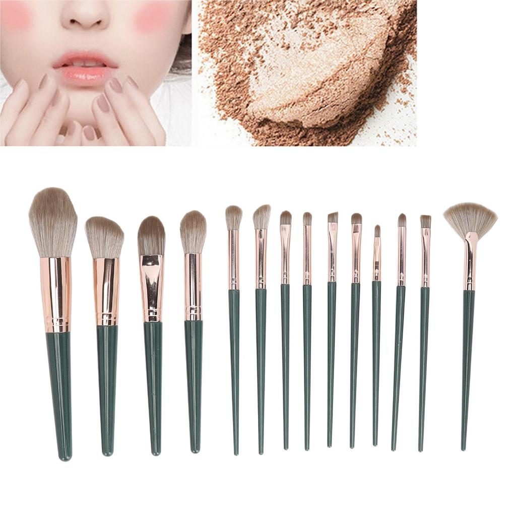 Set 14 Pennelli Trucco Polvere Correttore Fard Ombretti Blush con Verde St