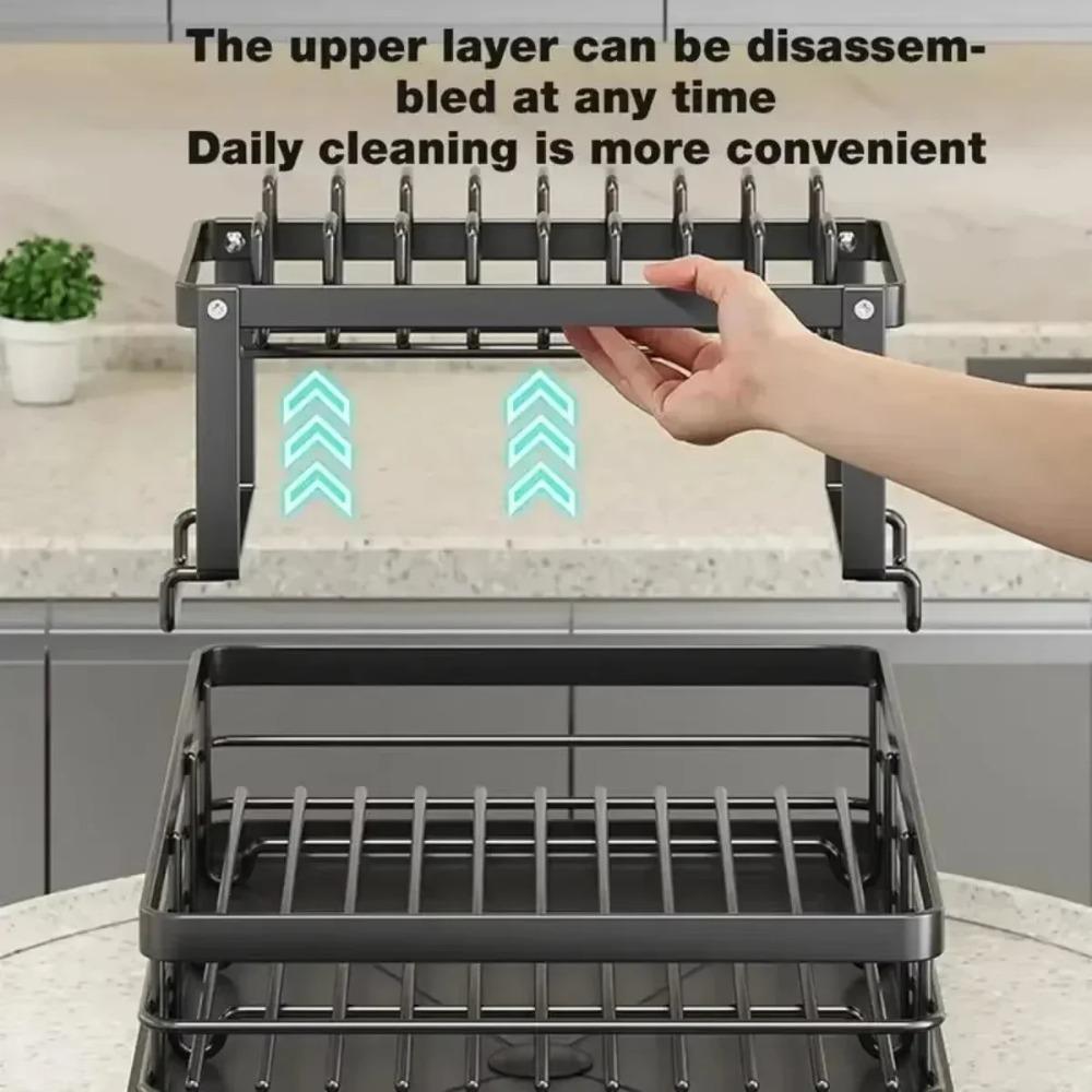 2025 Dish Drying Rack Kitchen Adjustable Stainless Steel Cutting Board Organizer Dish Bowl Drainer Storage Rack Kitchen Utensils