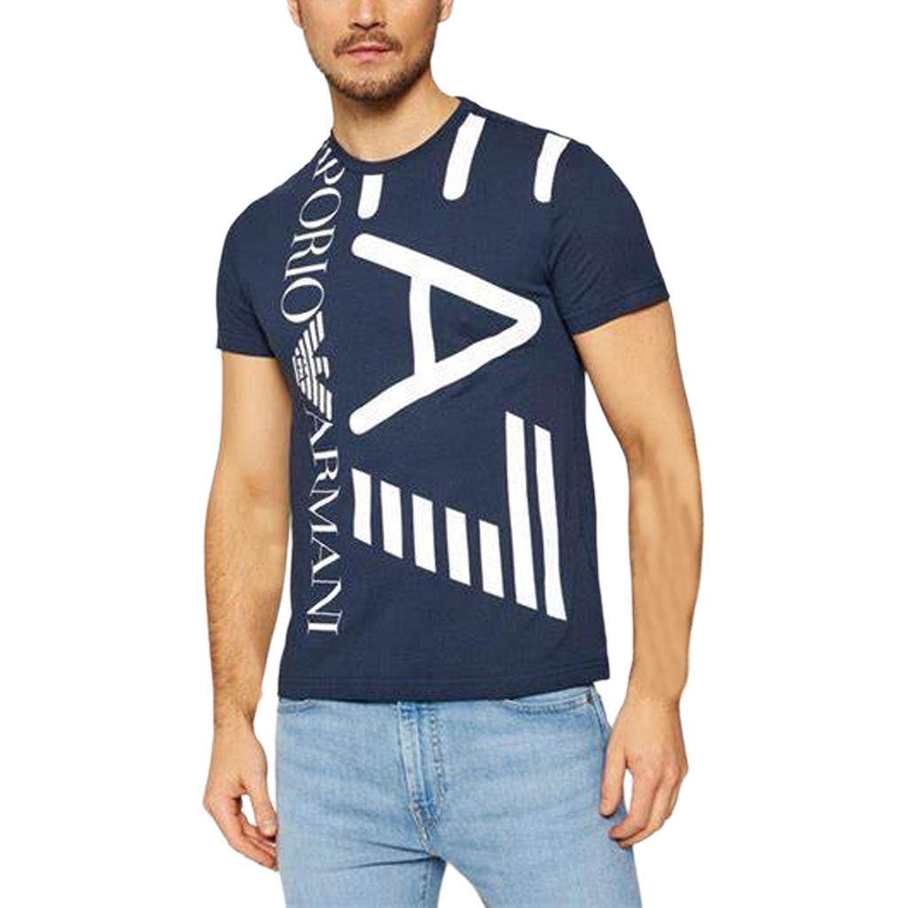 Emporio Armani Ss22 Cotton Letter Crew Neck Short Sleeve T-Shirt Men Tops Navy-Blue 3KPT07-PJA2Z-1554