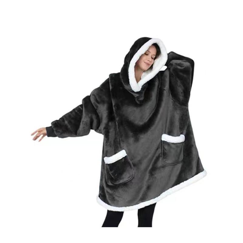 Cozy Hooded TV Blanket Pullover: Fleece Pajama Robe for Outdoor Cold Protection