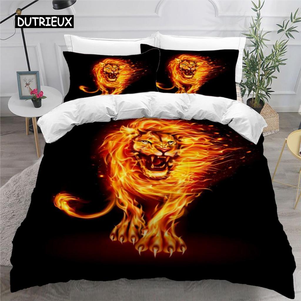 Colorful Flame Duvet Cover 3D Cool Fire Bedding Set for Kids Girls Soft Microfiber Quilt Cover with Zipper Closure