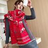 Gradual change flower imitation cashmere scarf women's high sense double-sided jacquard shawl retro scarf