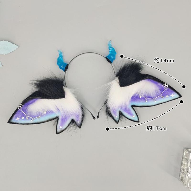 Halloween Demon Elf Beast Ear Headdress Cosplay Gothic Cute Butterfly Wings Hair Hoop Fluffy Lolita Anime Elf Ears Accessories