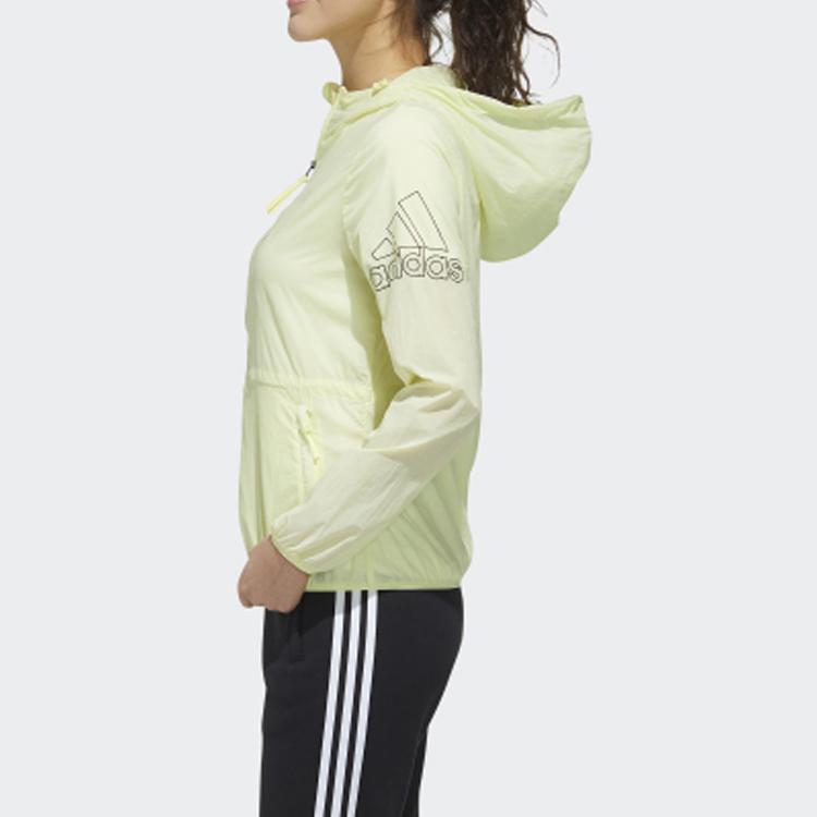 Adidas Windbreaker With Back Signature Women Outerwear Bright-Yellow Fluorescent FT2885