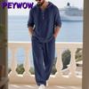 PEYWOW Men's Fashion Casual Autumn Winter Long Sleeve  Pants Suits