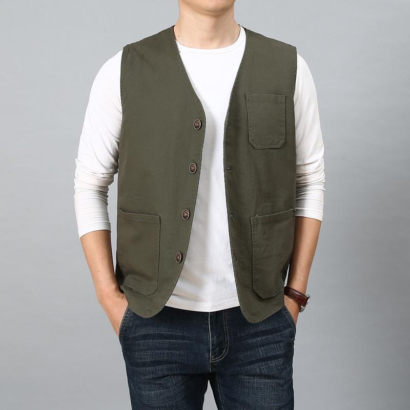 Gilet da Uomo in Puro Cotone Canottiera Senza Maniche Gilet Oversize con Peluche per Abbigliamento da Uomo