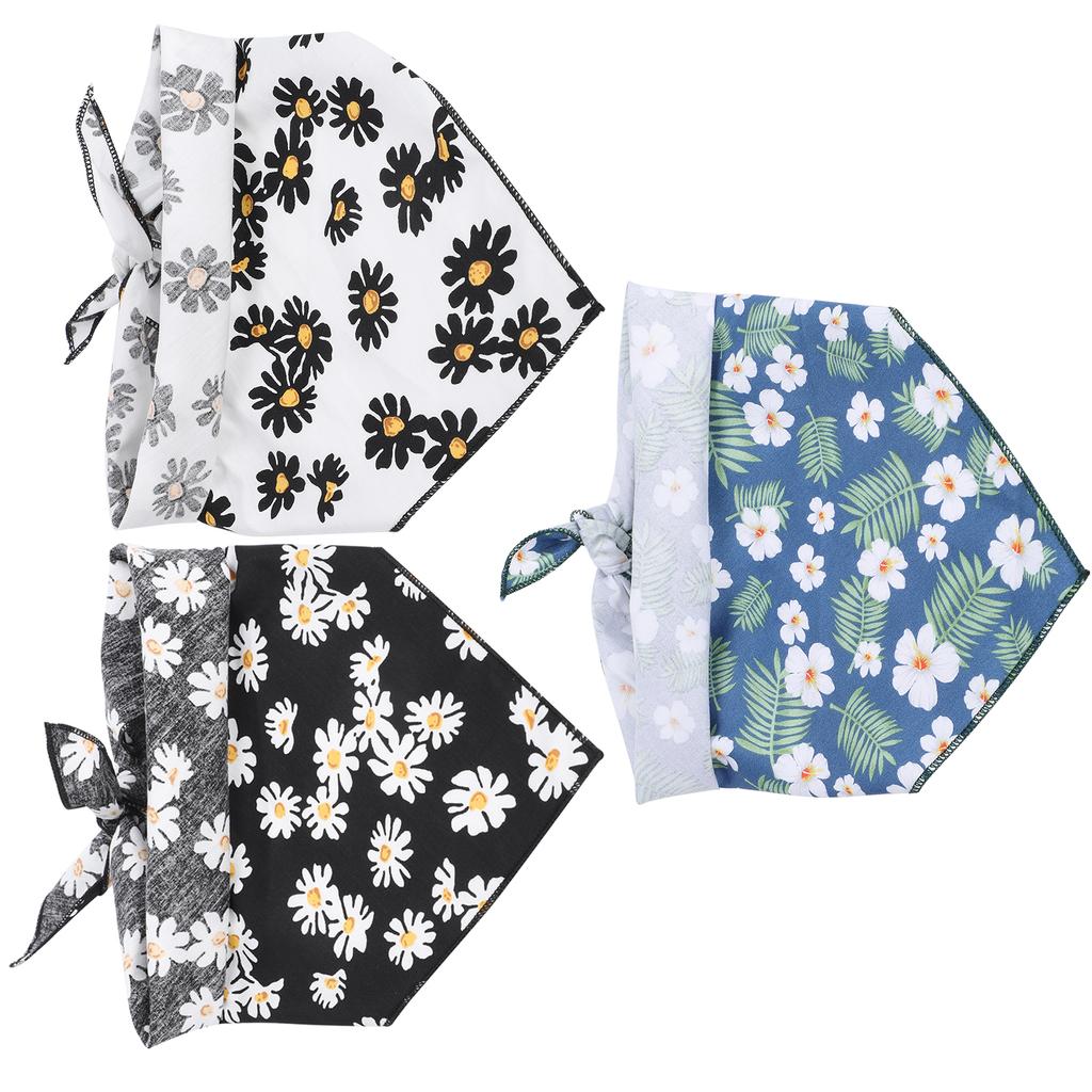 Dog Triangle Scarf Handkerchiefs Washable Cotton Dog Headband with Daisy Pattern