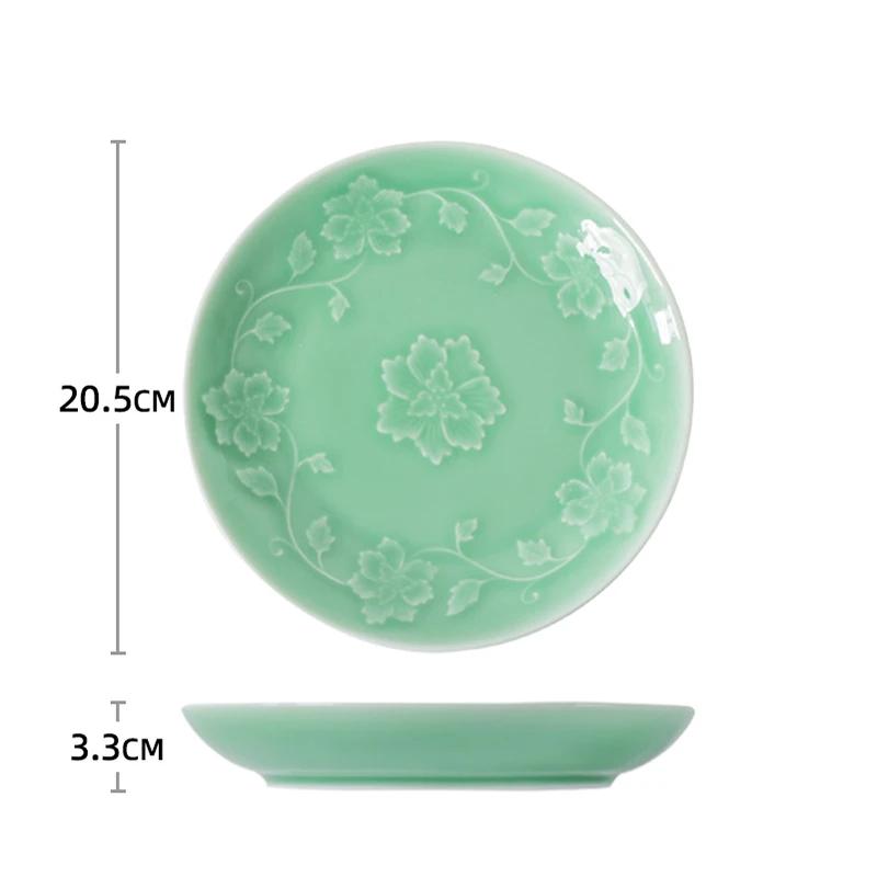 Kreativ Relieff Blomster Keramisk Tallerken High End Kinesisk Stil Middagstallerkener Deilige Retter Salattallerken Utsøkt Hjemmebordsservise