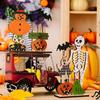 Halloween Wooden Table Sign, Spooky Skeleton Pumpkin Bat Ghost Centerpiece Sign for Home, Shelf, Desk, Mantel, Tabletop, Tiered Tray, Party Decor