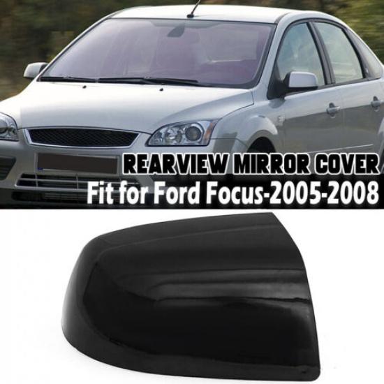 Right Side Wing Mirror Cover Cap Replacement For Ford Focus 2005-08 Gloss Black