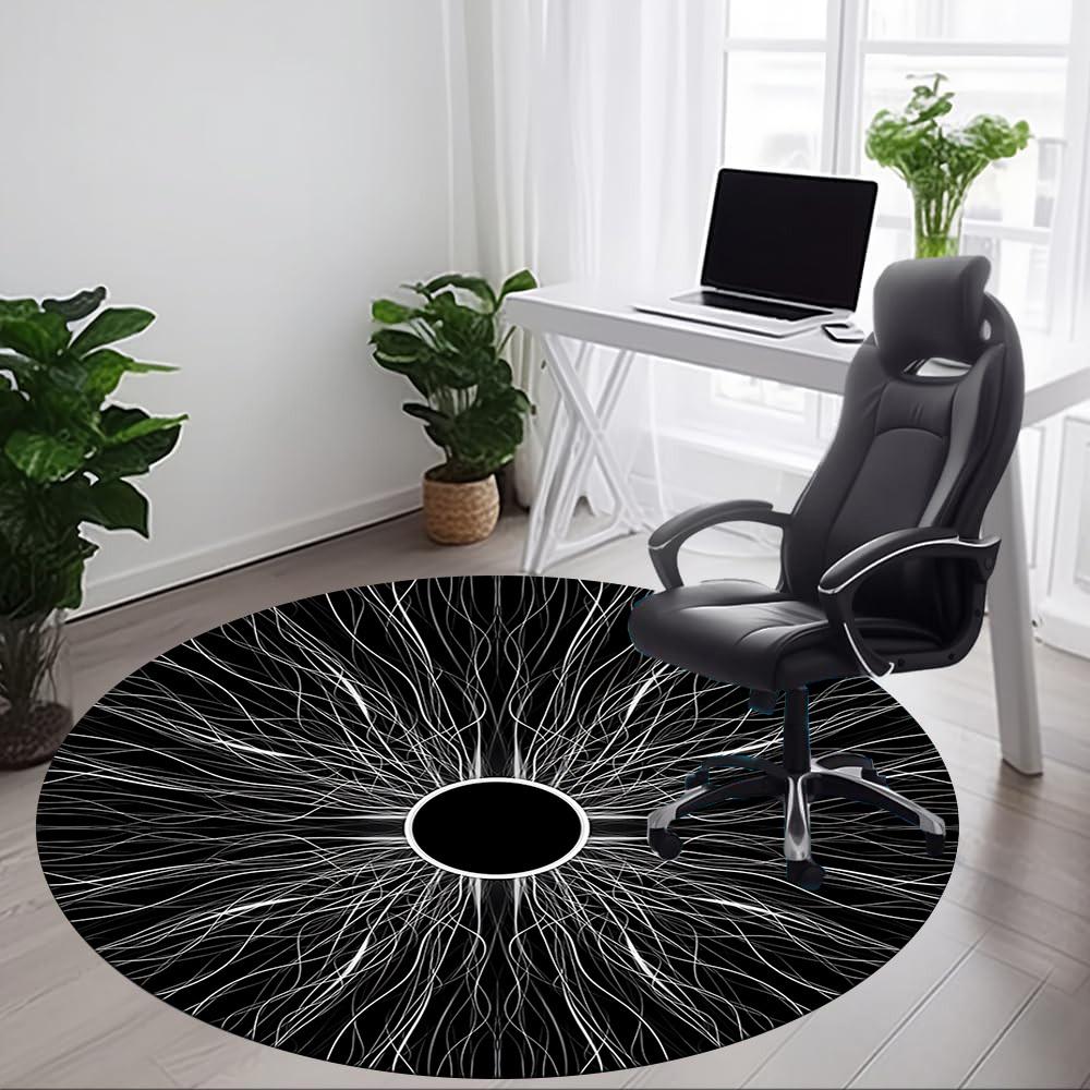 1 alfombra de silla con patrón abstracto para oficina, alfombra de oficina redonda antideslizante duradera de gran tamaño, adecuada para la oficina