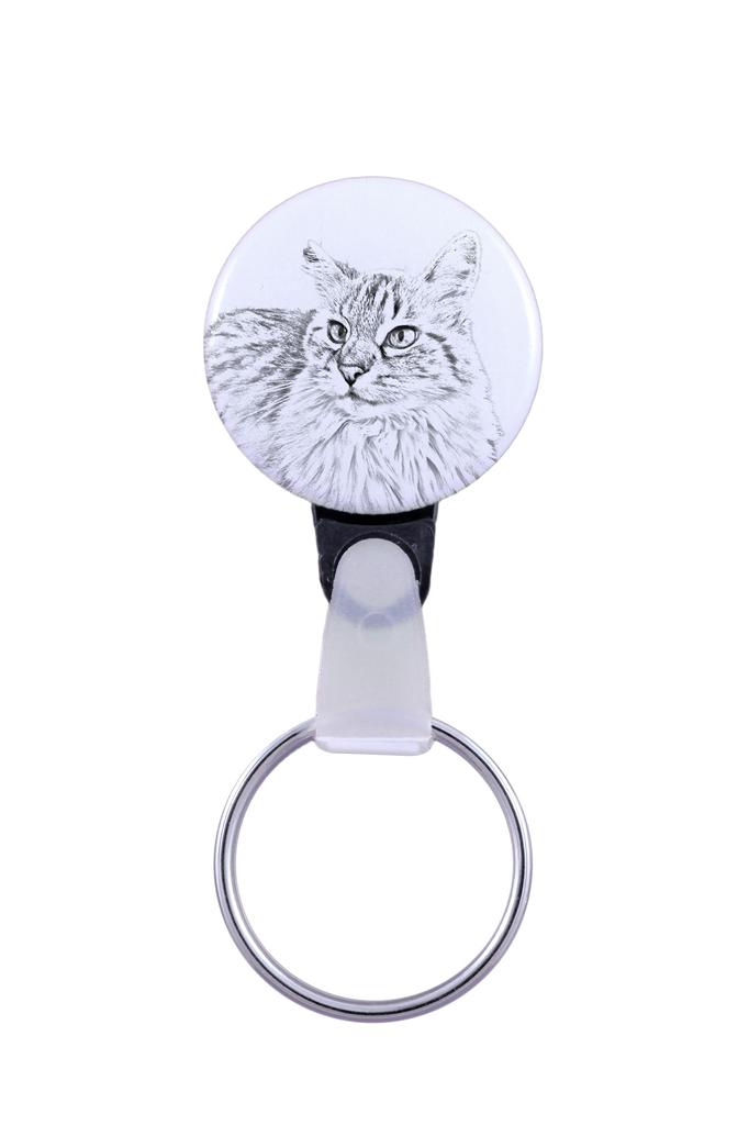 Balinese Left - Handmade Keychain with a Cat Portrait, Purse Charm, Product of the Art-Dog Brand.