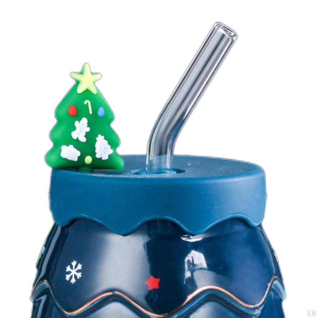 400ml Weihnachtstasse mit Saugrohr, Dekorative Kaffee-Milch-Tee-Tassen, Tasse in Baumform,