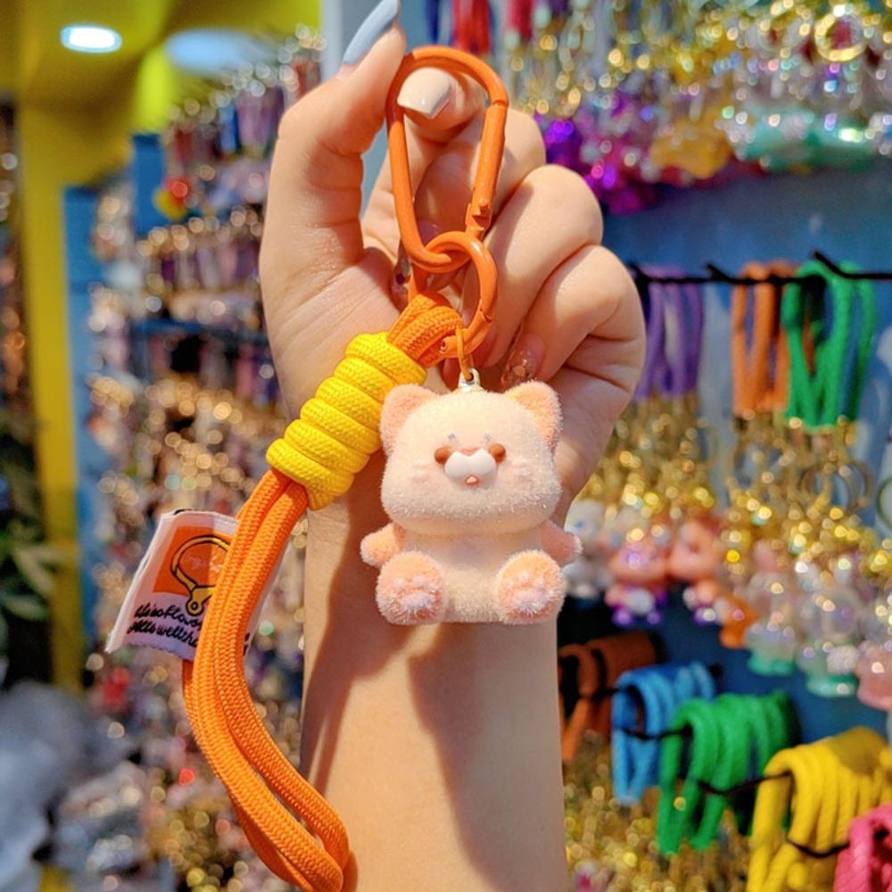 

Pile Coating Flocking Siamese Cat Key Ring Handmade Candy Color Tubbies Ornament Gifts оранжевый