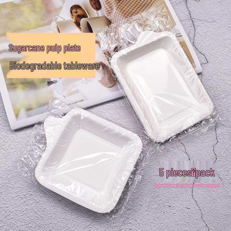 Disposable Rectangular Cake Plates - Degradable Party and Birthday Tableware, No-Wash Needed