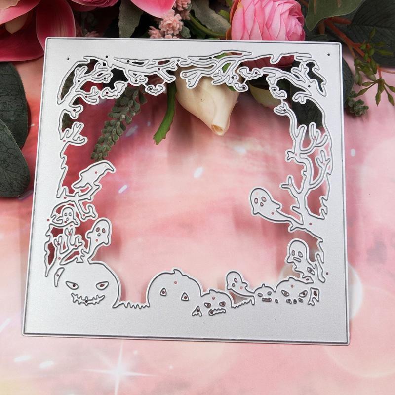 

Квадратный Хэллоуин Тыква Imp Дизайн Стиль Металлические трафареты DIY Скрапбукинг Трафарет для тиснения Бумага Ремесло Шаблон альбома серебряный