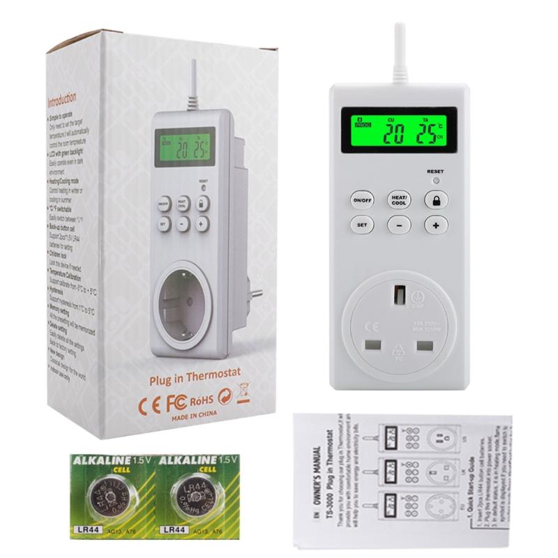

Wireless Plug in Thermostat Outlet Electric Thermostat Controlled Outlet with Built-in Temperature Sensor Remote Control