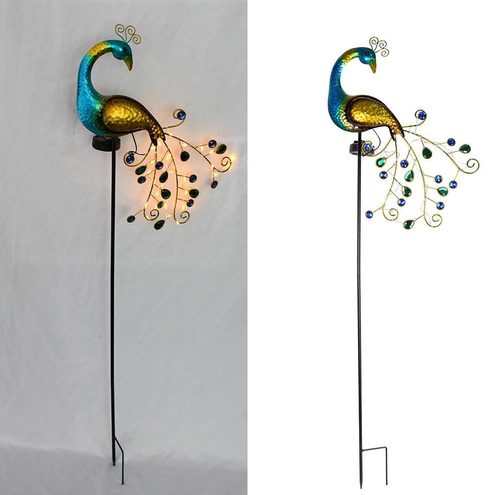 Solar Peacock Garden Decoration Lights Outdoor Lawn Statues Stake Lights For Villa Landscaping Solar Powered Ground Lights