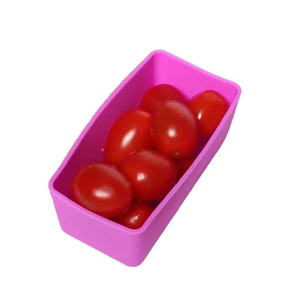 

Silicone Lunch Box Divider Cup Microwaveable Lunch Box Liner Salad Dressing Compartment School purple-rectangle
