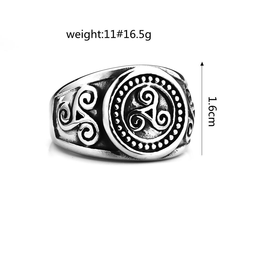 Vintage Stainless Steel Men's Ring With Norse Viking Swirl Design
