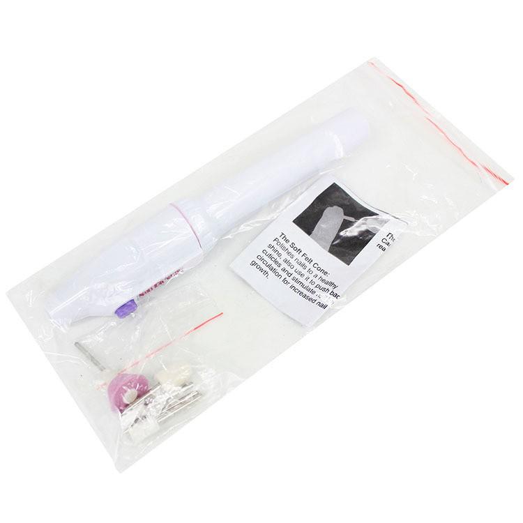 Mini Electric Nail File Pen with 5 Grinding Heads & Purple Cloth Bag