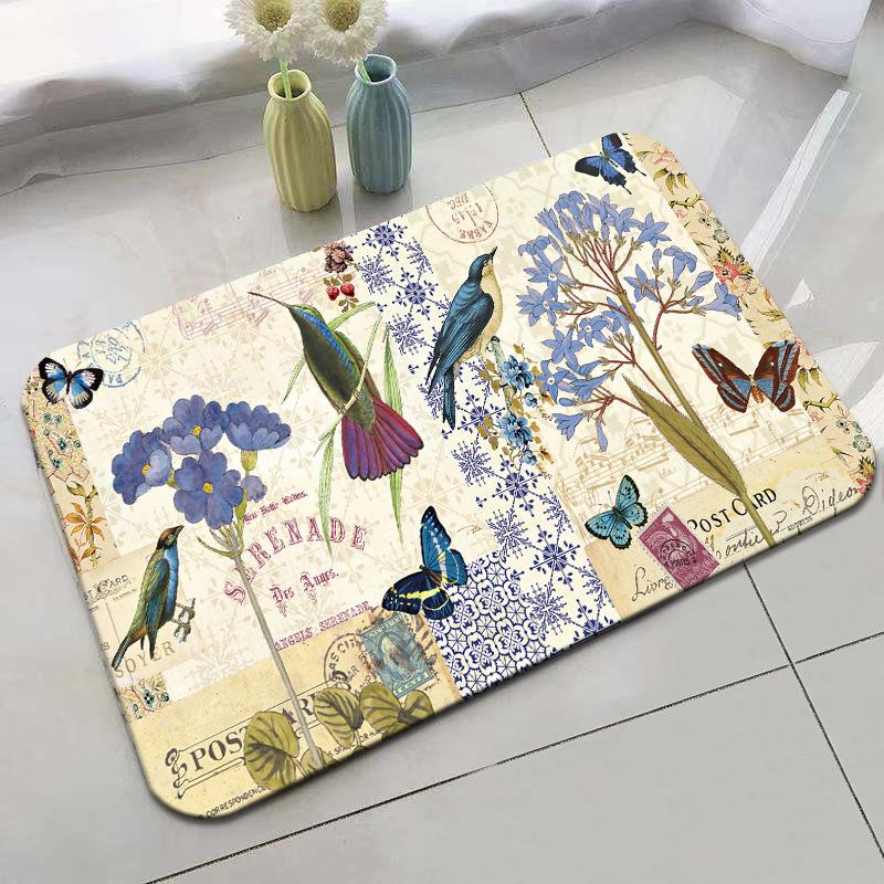Retro Rural Style Floor Mat Entrance Mat Bathroom Door Mat Absorbent Carpet Living Room Coffee Table Mat