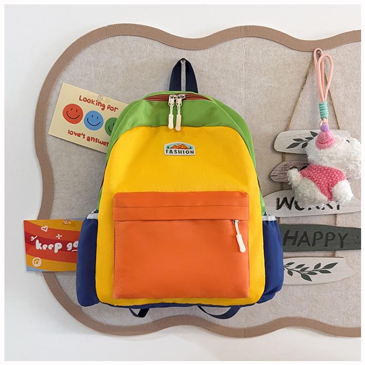 Schoolbag new children's high-value contrasting color foreign style schoolbag kindergarten trend lightweight leisure outdoor waterproof backpack